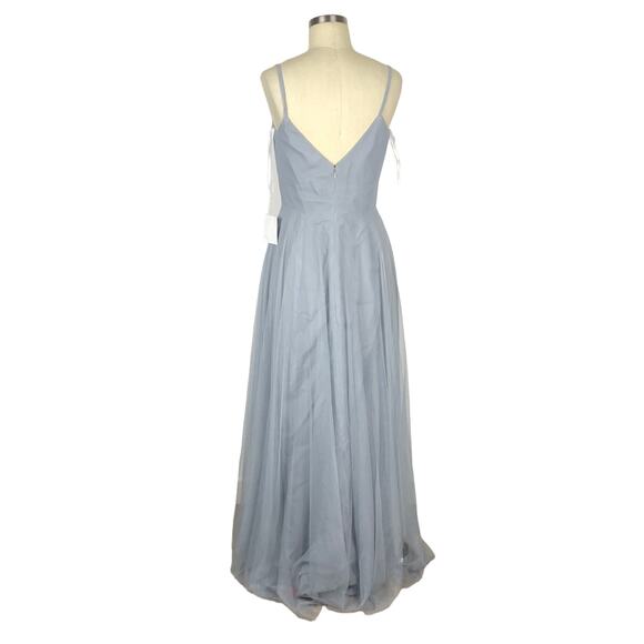 AFTER SIX Platinum Gray Sweetheart Spaghetti Strap Tulle Dress Bridesmaid Gown 8 - Picture 3 of 10